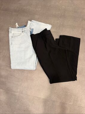 Express Editor Black Wide Leg Dress Pants & Boot Mid Rise Jeans Bundle 14
